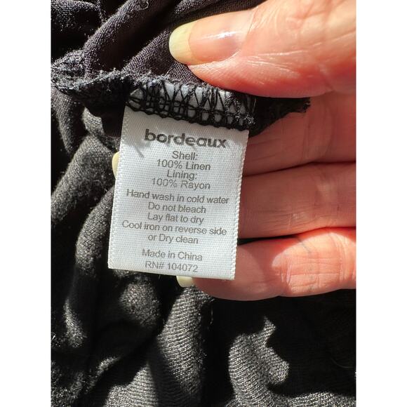 Bordeaux Black Strapless Linen Maxi Dress Ruched Bust Women’s S - Picture 7 of 12